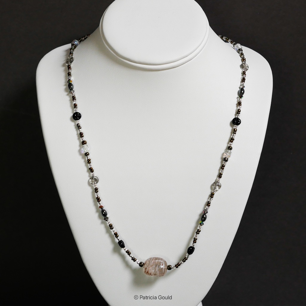 New - Necklace - N21 - Glass Beads, Swarovski Crystals - One Of A Kind